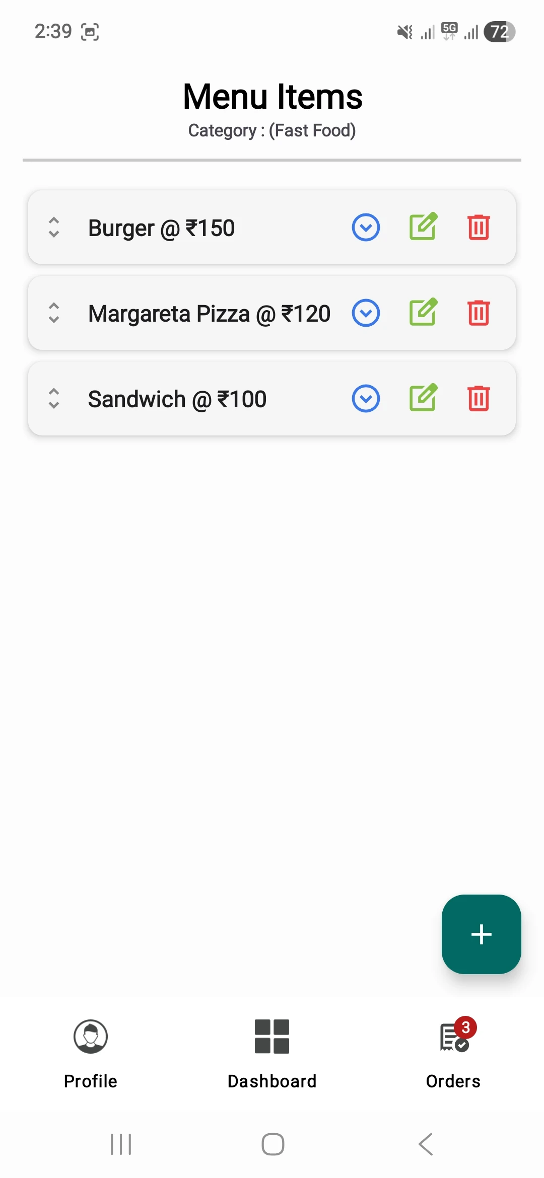 Manage Menu Items