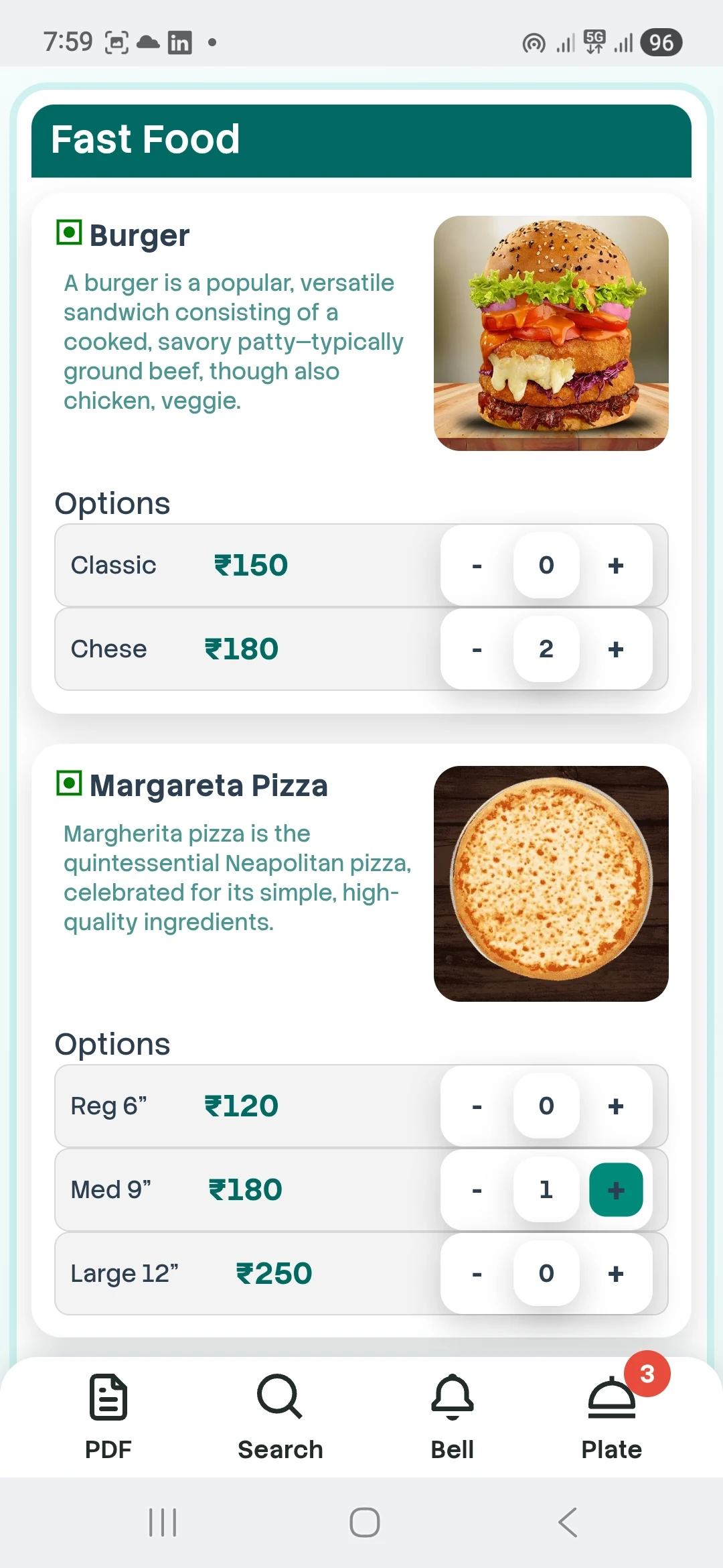 Menu View For Customers