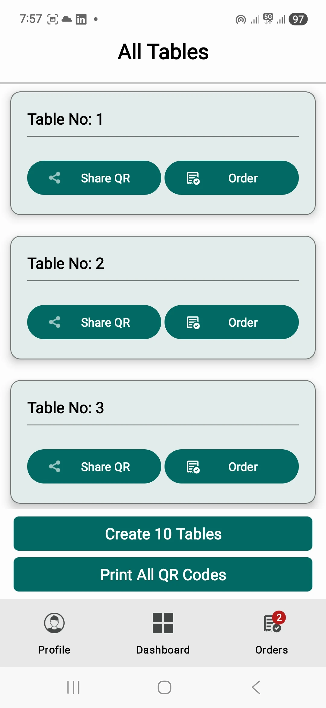 Manage Tables or Rooms